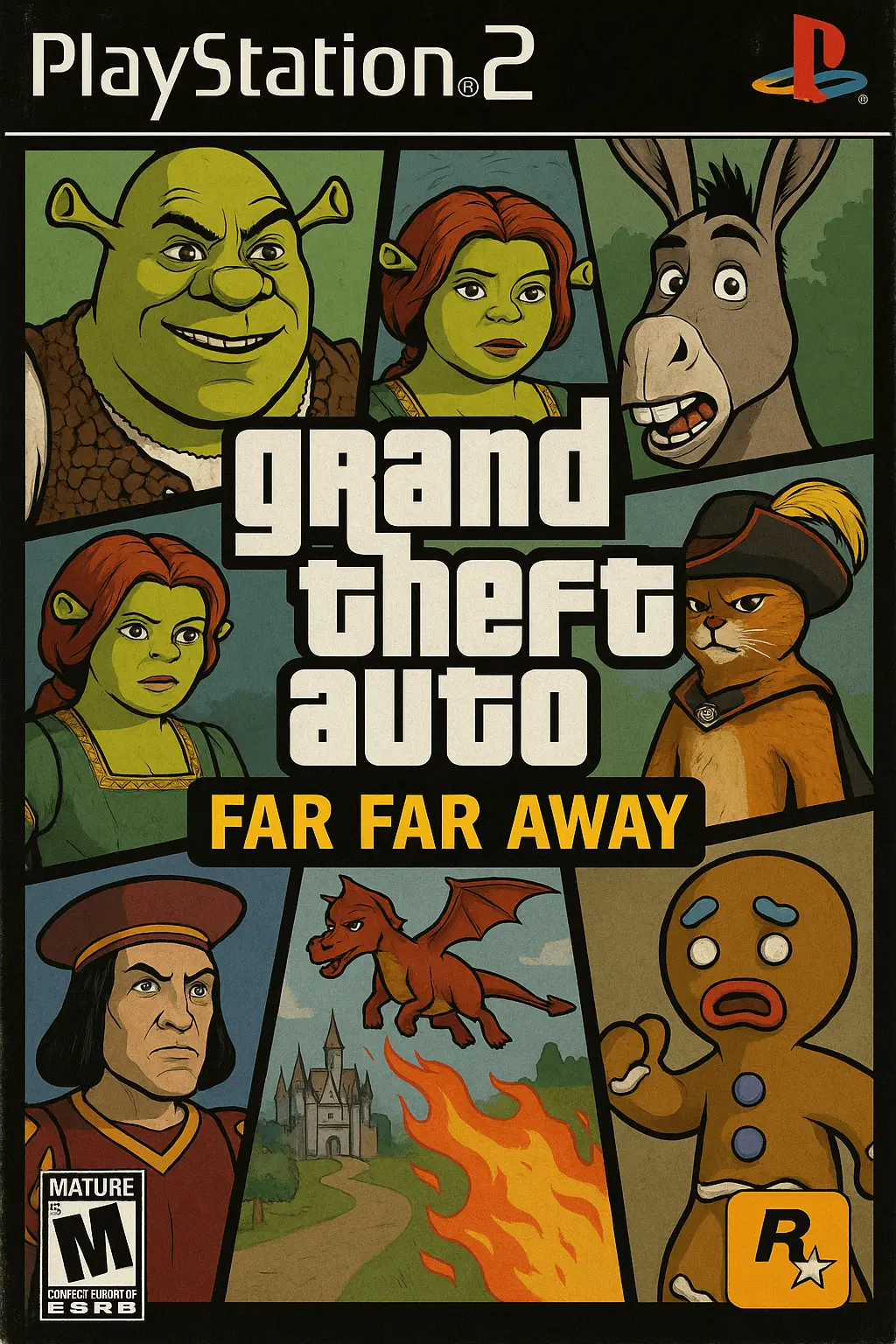 PS2 Game Cover (GTA x Shrek) - nano banana prompt