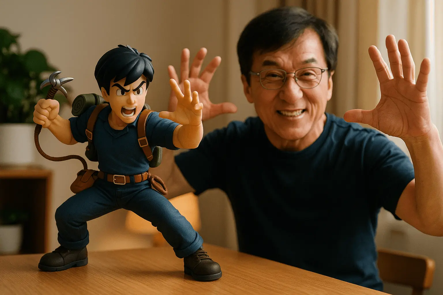 Action Figure and Real Person in the Same Frame - nano banana prompt