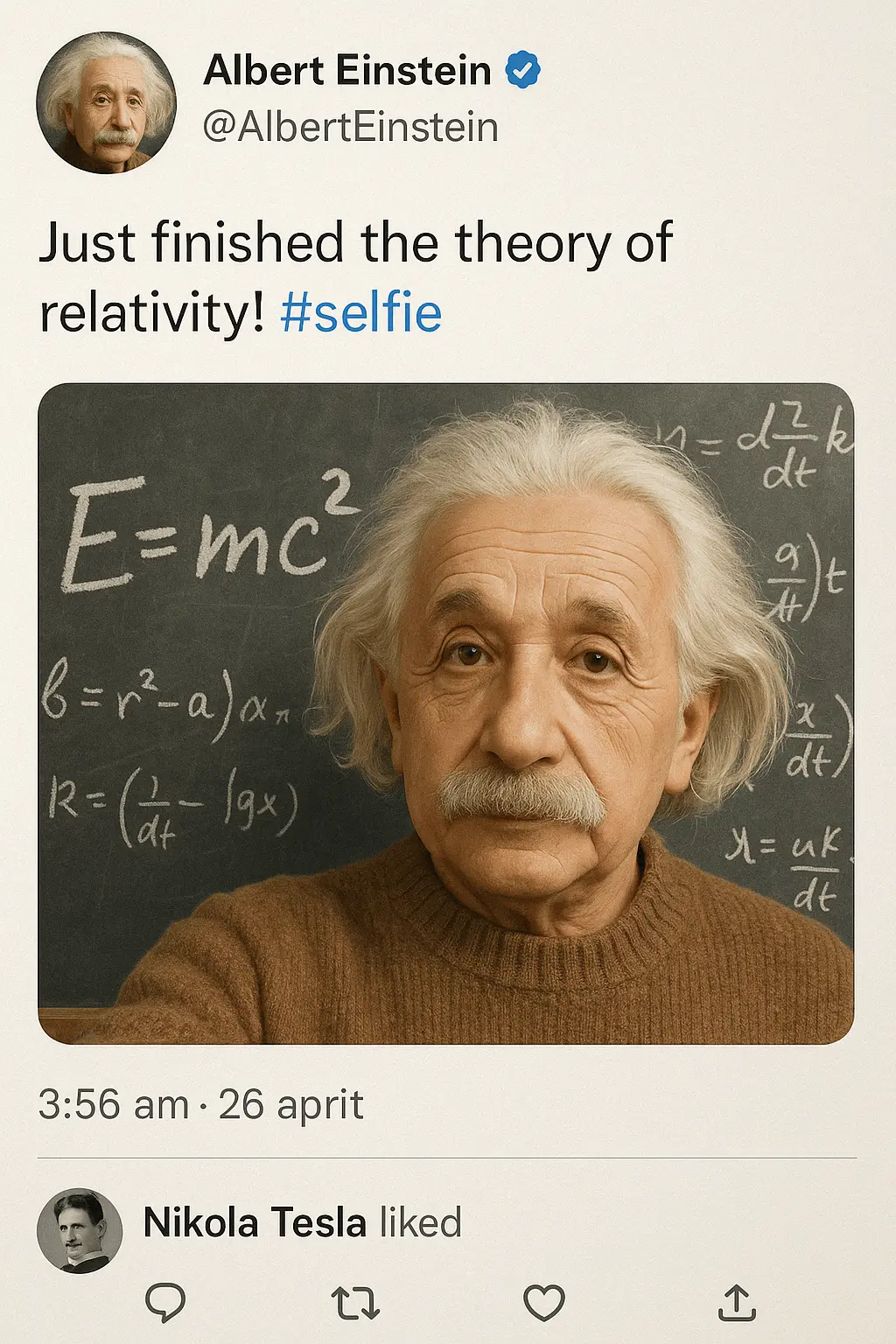 Fake Tweet Screenshot (Einstein) - nano banana prompt