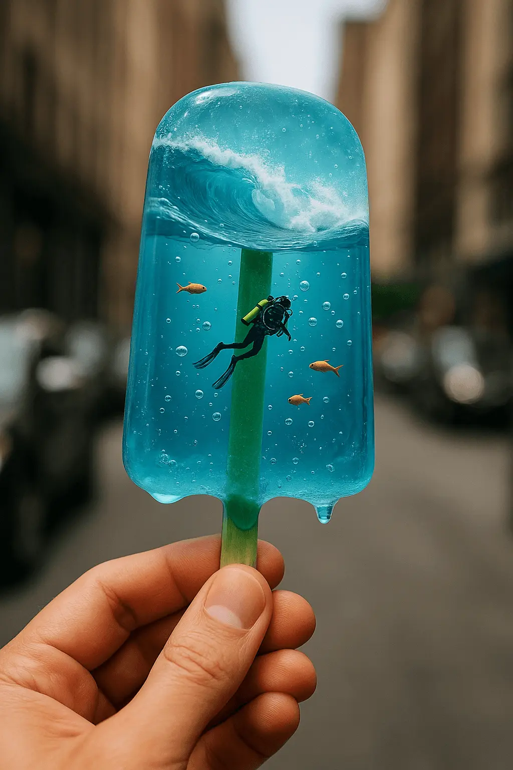 Surreal Underwater Scene Popsicle - nano banana prompt